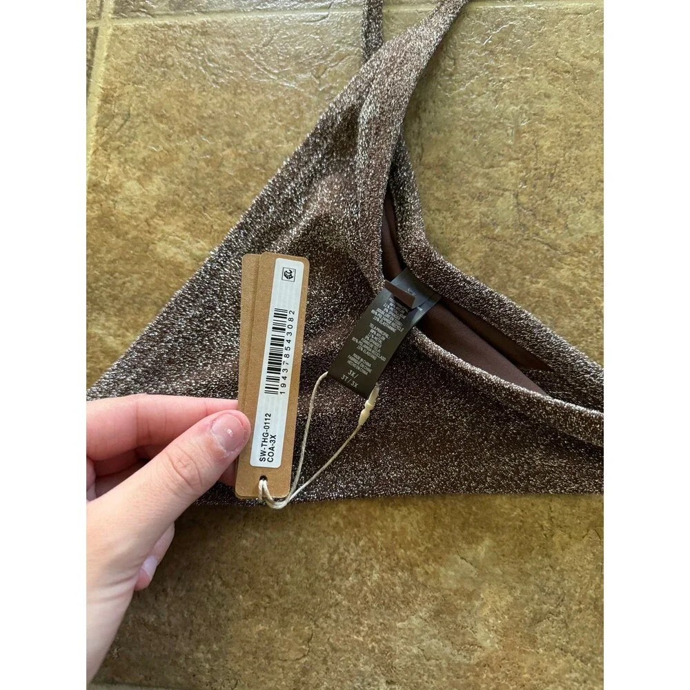 New Skims Swim Glitter Thong Bikini Bottom Cocoa Size 3X